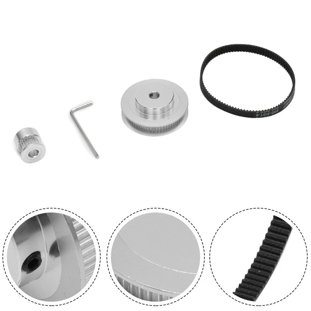 GT2 Timing Belt Closed Loop 200mm Pulley Set (20 Teeth & 60 Teeth) for 3D Printer