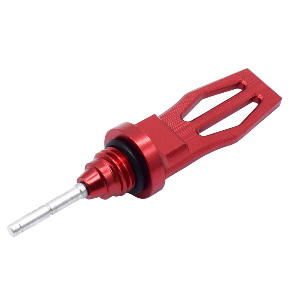 Motorcycle Engine Oil Dipstick Cap Plug CNC Crankcase Oil Level Gauge Red