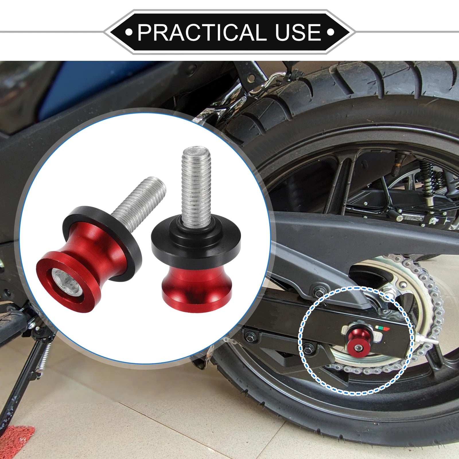 Motorbike Swingarm Spools CNC 10mm Pair for Universal Fitment (—)