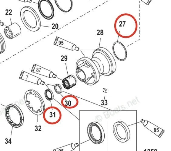 Lower Unit Seal Kit for Mercury Outboard 225 & 250 EFI (26-14077, 26-12224)