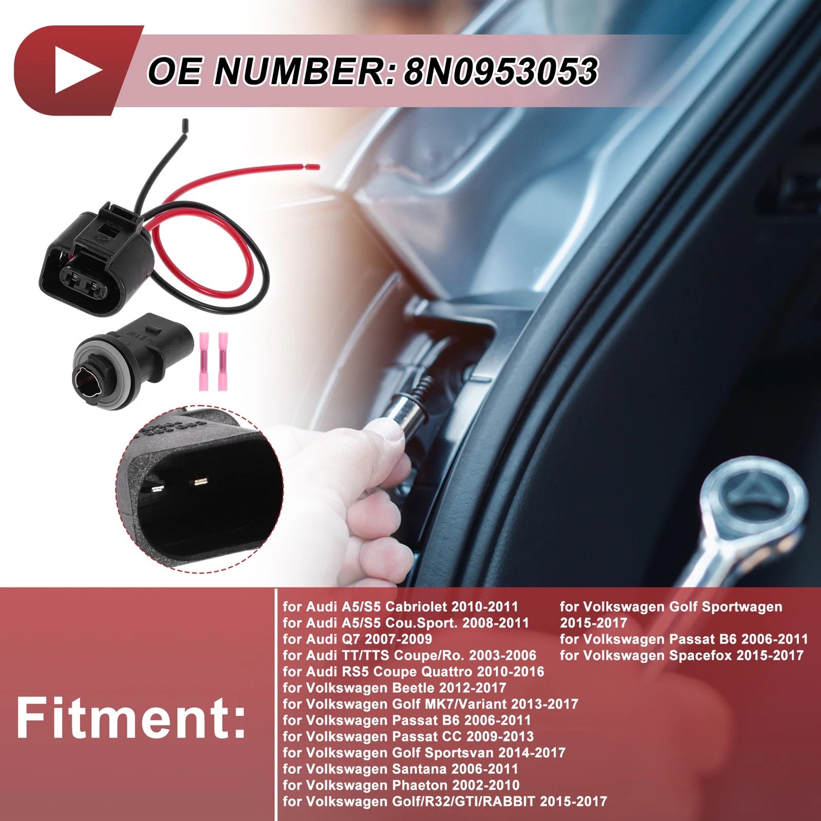 Front Indicator Light Socket Wiring Replacement for Audi A5 S5 Cabriolet (2008–2017)