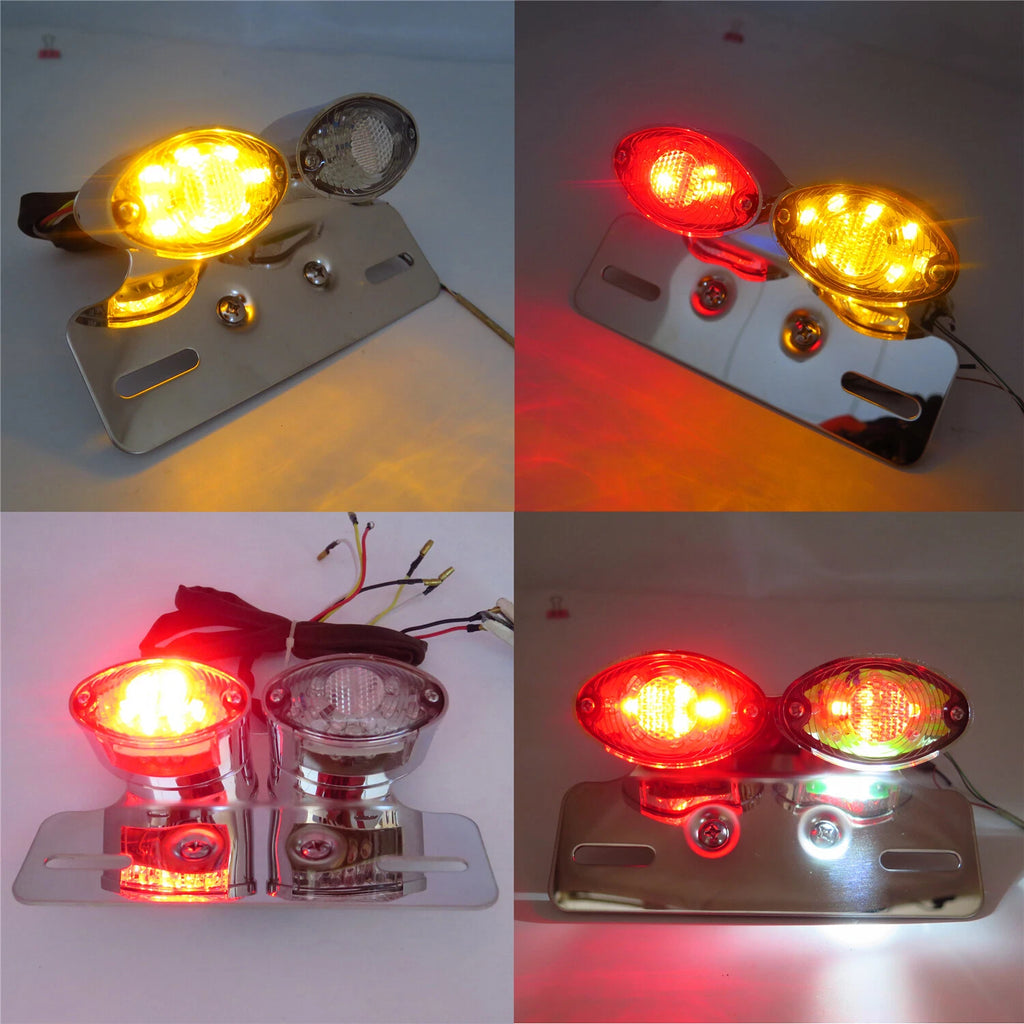 LED Tail Light for Motorcycle Rear Brake Stop Light License Plate Bracket