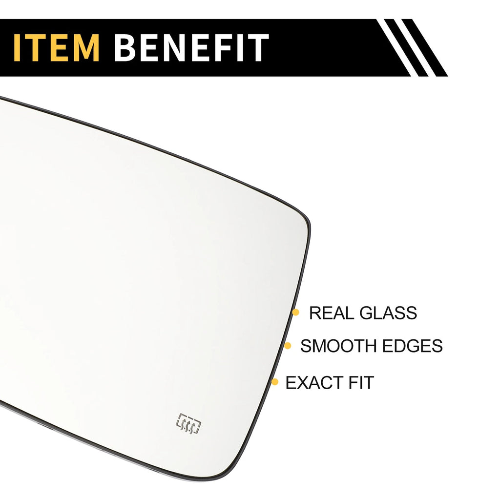 Heated Left Mirror Glass Replacement for Dodge Ram 1500 2500 (2009–2018)