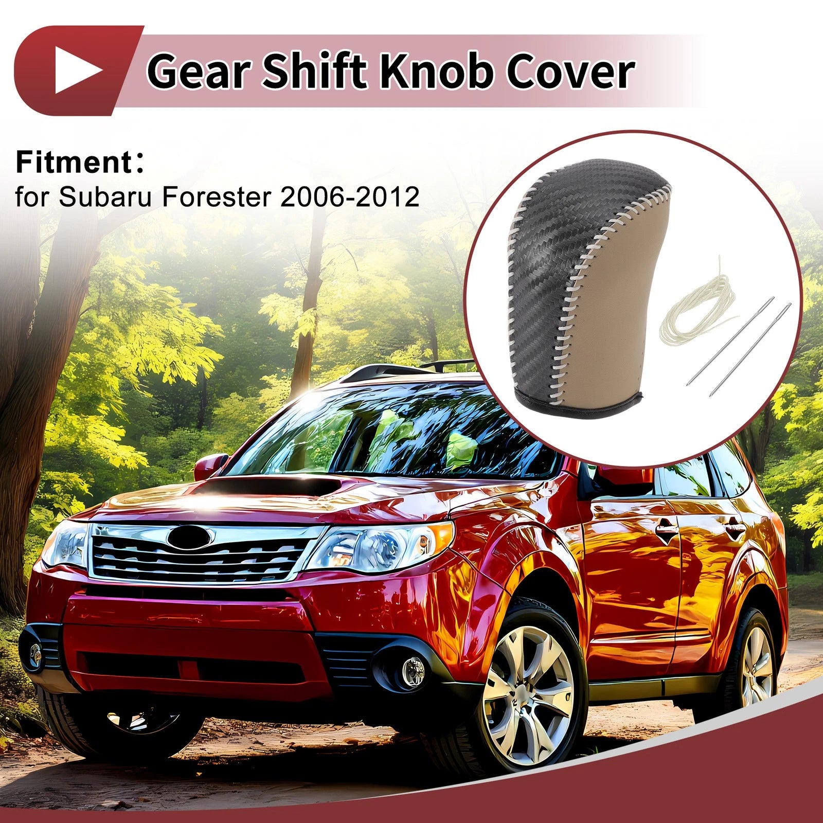Gear Shift Knob Cover Beige Replacement for Subaru Forester (2006–2012)