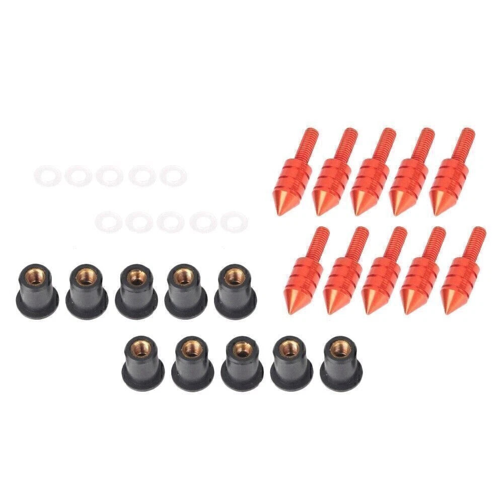 10pcs Windscreen Shield Fairing Nut Bolt for Kawasaki Ninja 250 (2008–2012) Orange