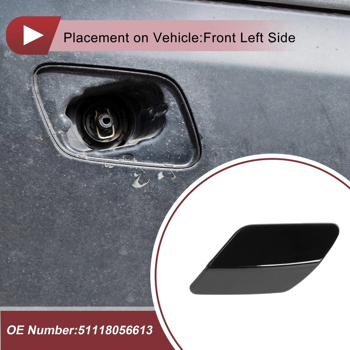 Front Left Bumper Trim Nozzle Cover for BMW 320i (2011–2018)