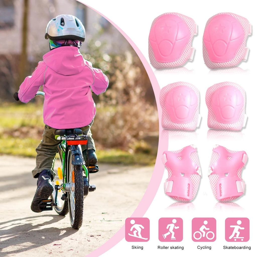 Elastic Closure Protective Gear Set Knee Elbow for Pink Bicycle 6 Piece (2011–2018)