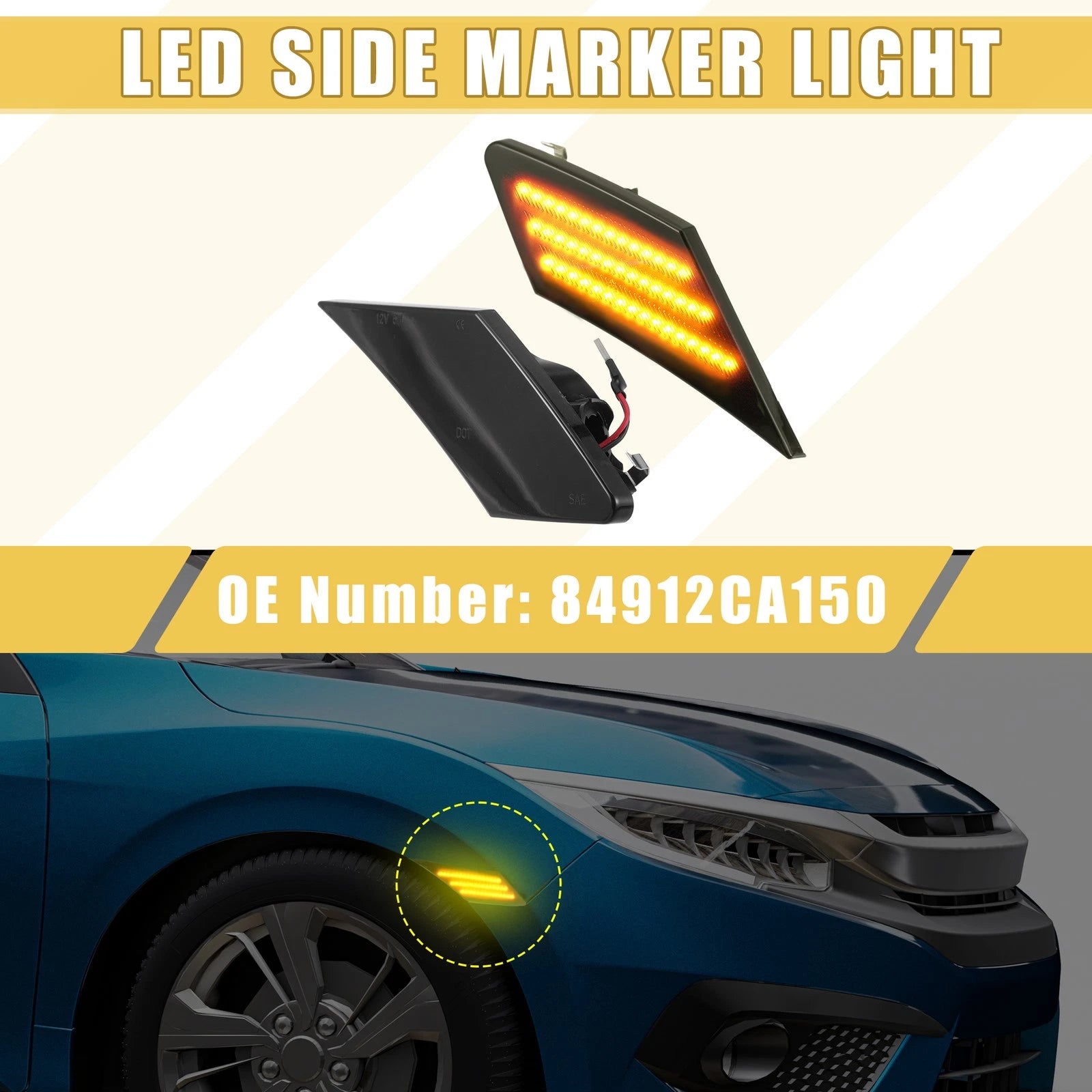 Front LED Side Marker Light for Scion FR-S Amber Black (2013–2016)