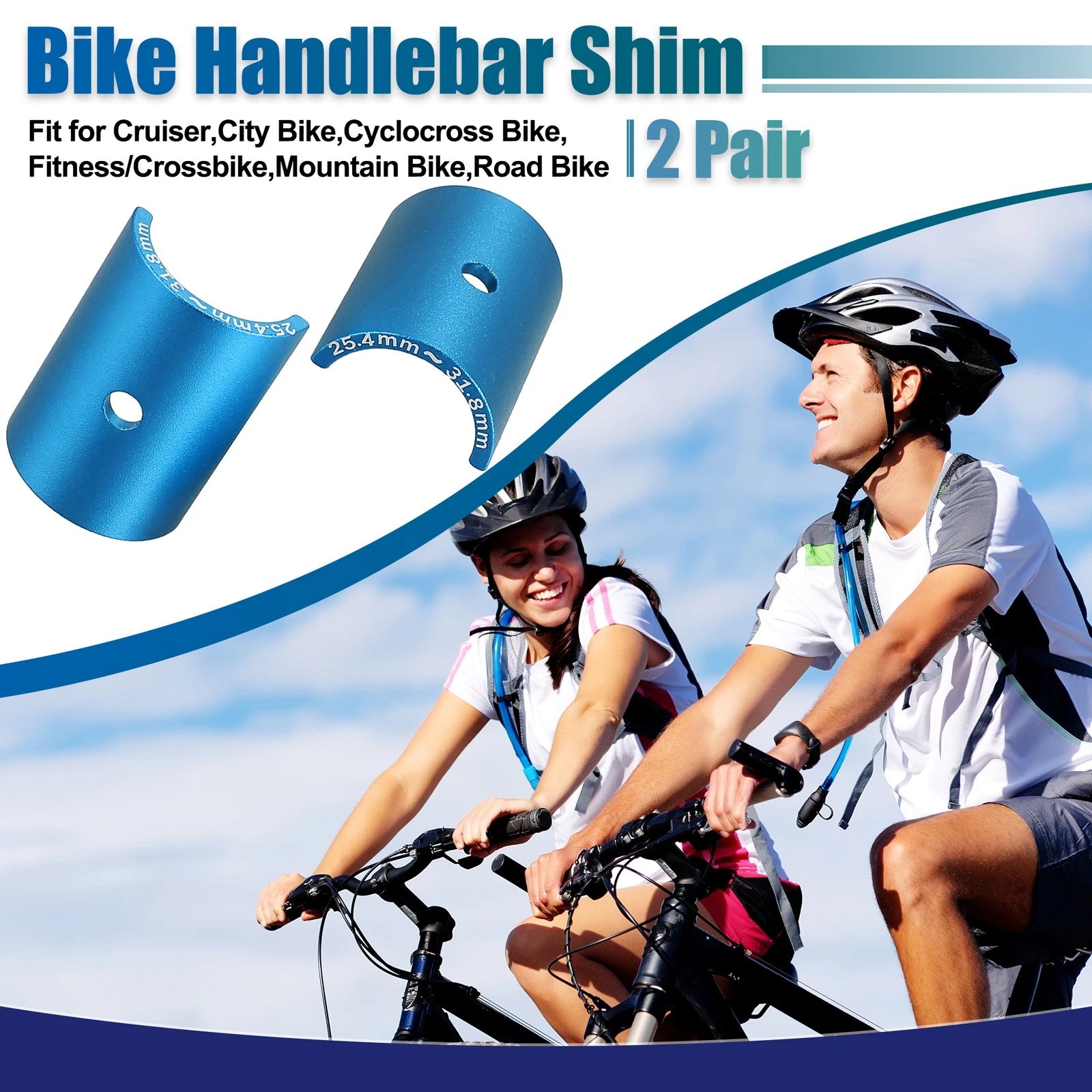 Handlebar Stem Shim Adapter 25.4 to 31.8mm Universal for Bicycle (4 Pack)