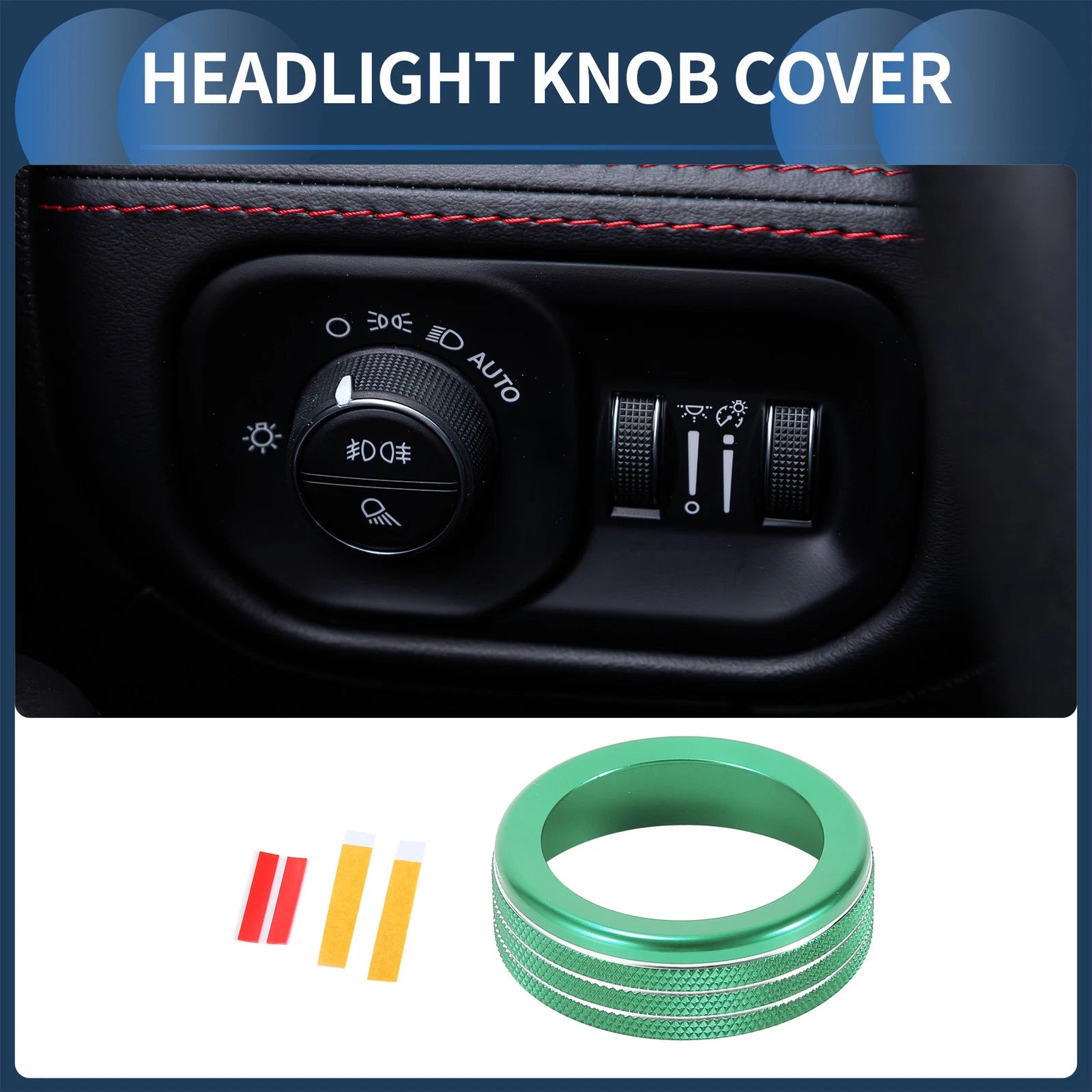 Fog Light Control Switch Knob Cover for Dodge RAM (2018–2022) Green 1 Pc