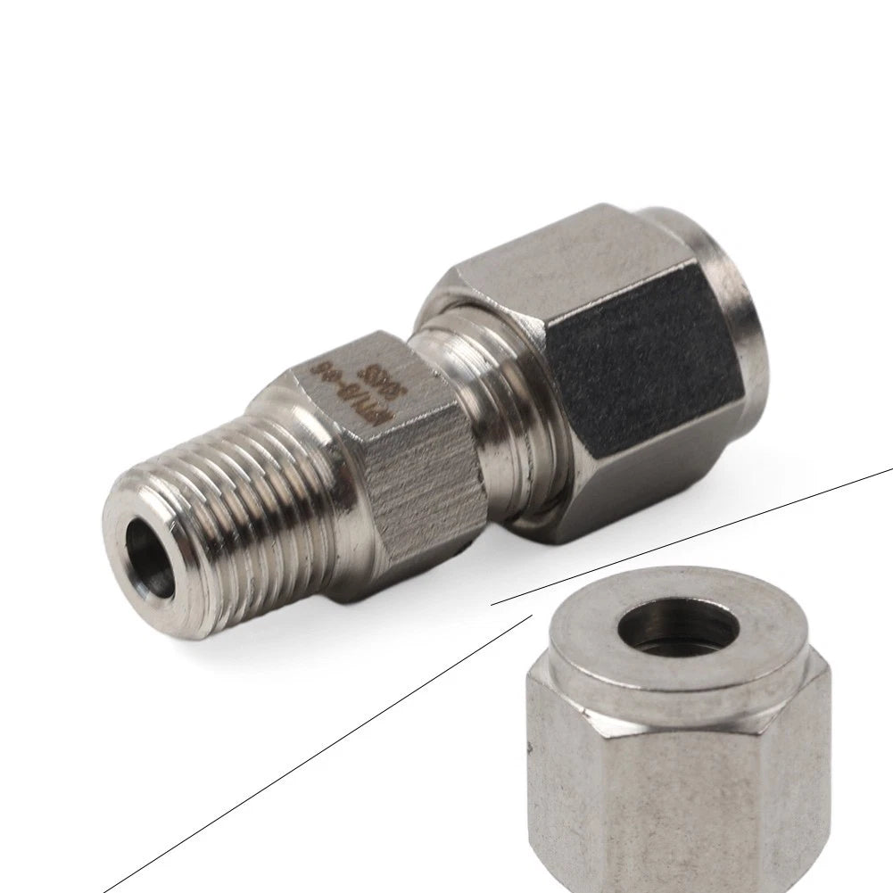 6mm OD 1/8" NPT Thread Compression Fitting Double Ferrule Tube Stainless Steel