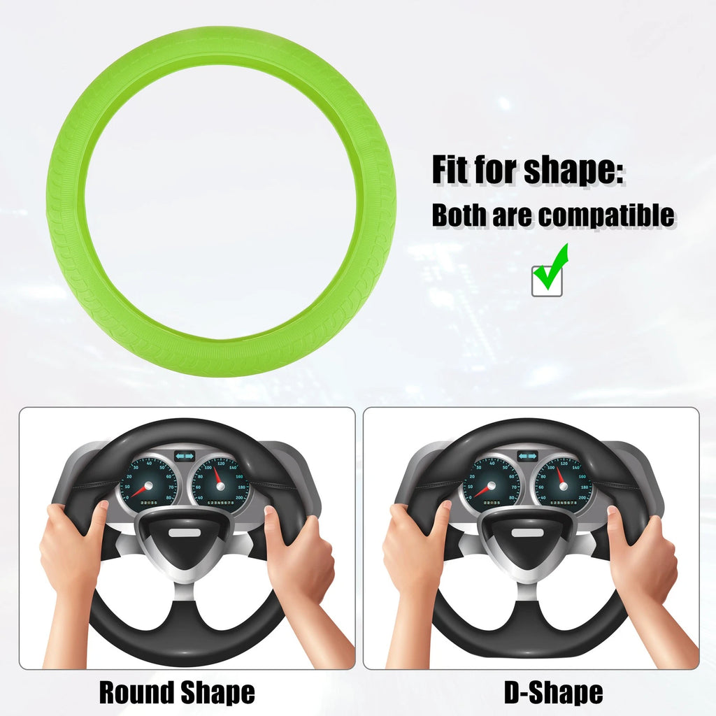 Universal Silicone Steering Wheel Cover 14.6" Green