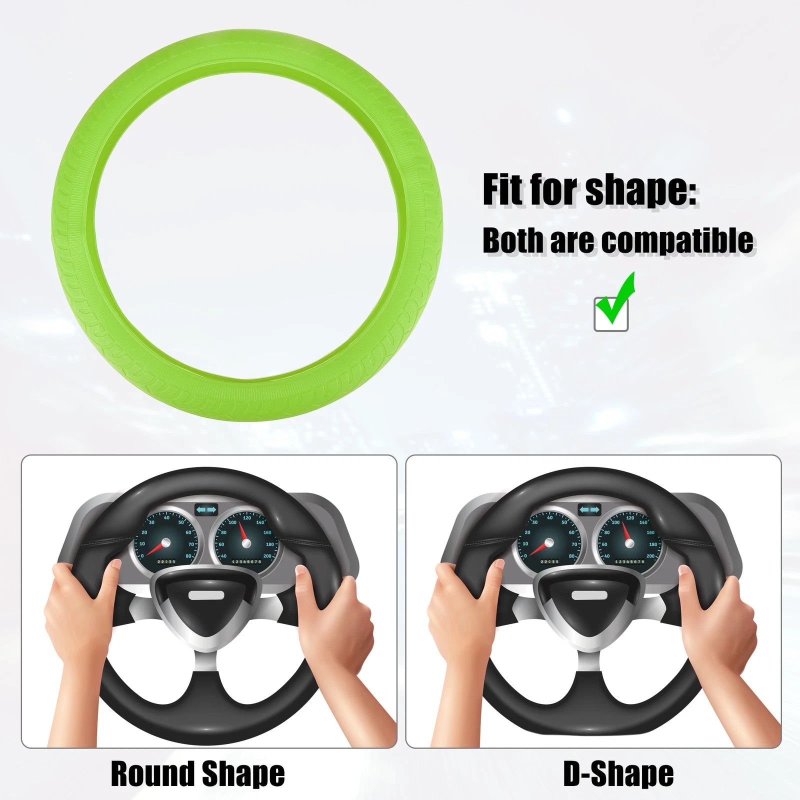 Universal Silicone Steering Wheel Cover 14.6" Green