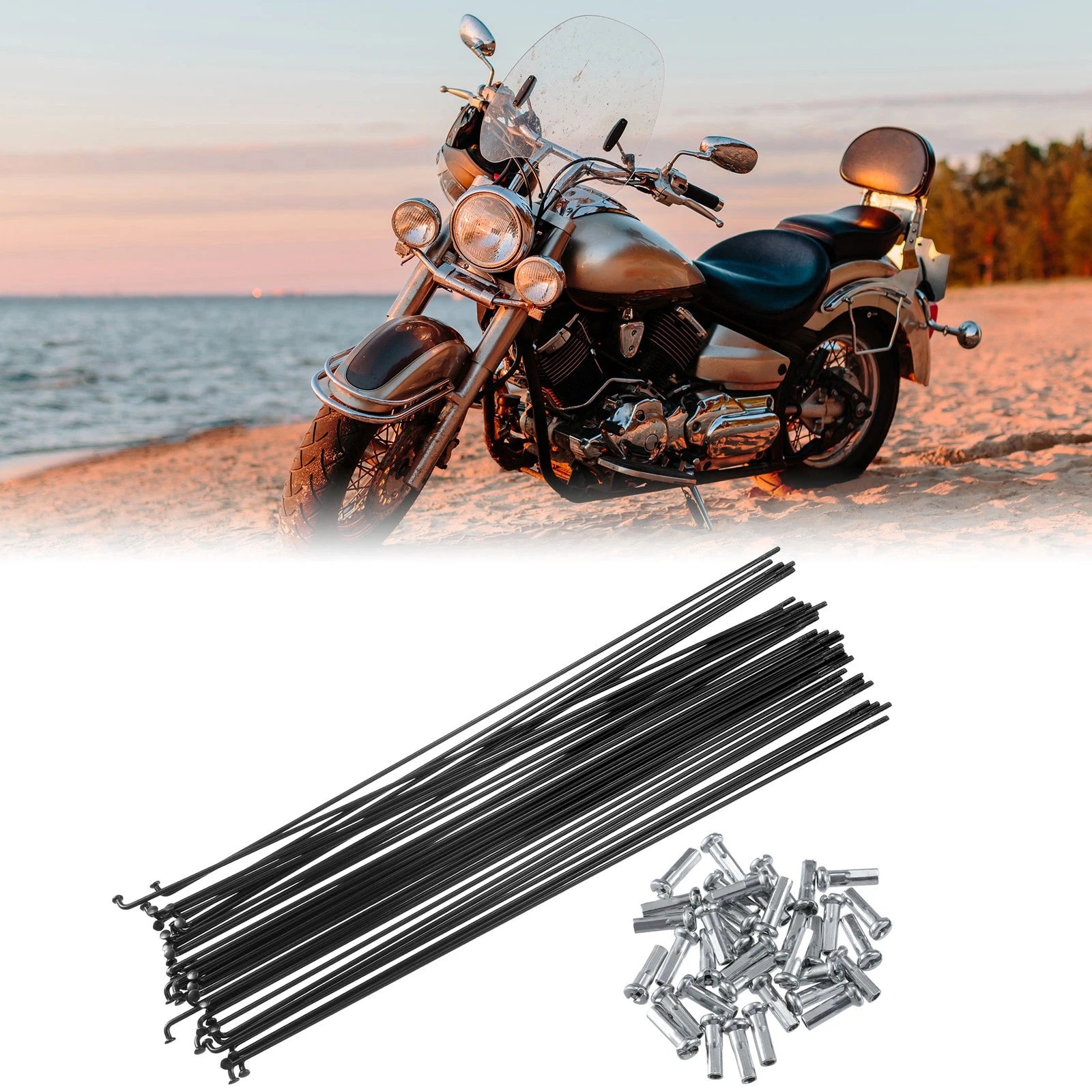 36 Pcs Bicycle Spokes 14G 257mm with Nipples for Most Bicycle (Universal)