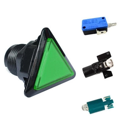 Illuminated LED Triangle Arcade Push Buttons with Microswitch - 5 Colors