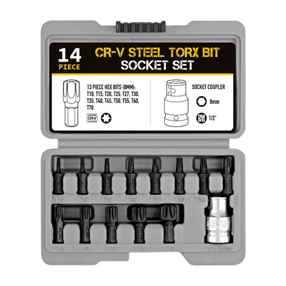 14Pcs Hex Bit Socket Set in Organizer Case