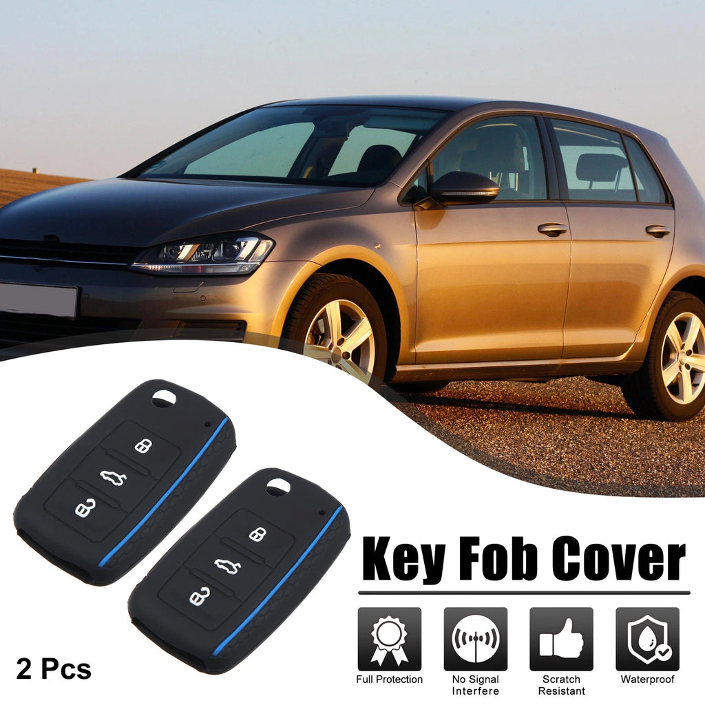 2 Pcs Silicone Remote Key Fob Shell for Volkswagen GTI 3 Button (2006–2019)