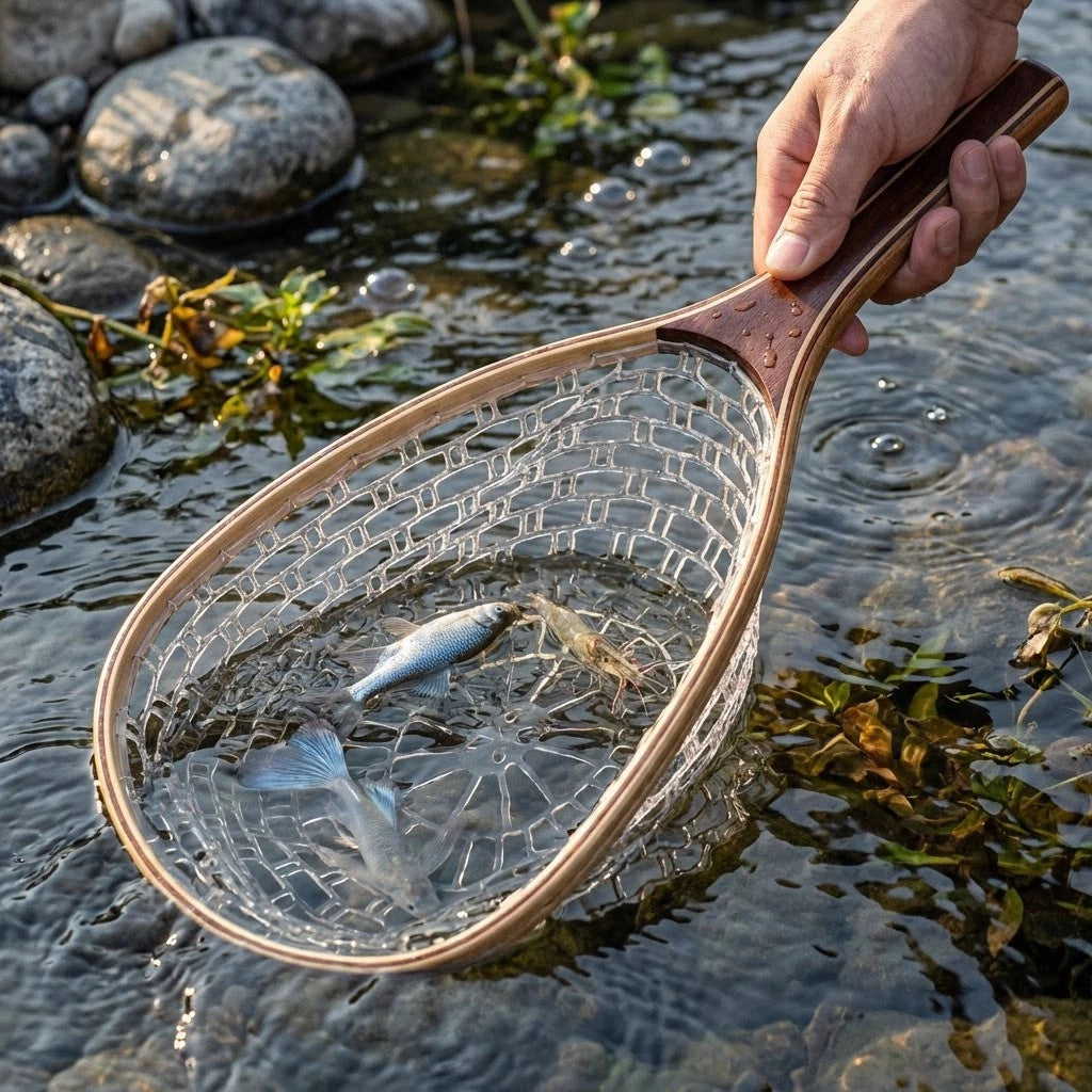 Soft Rubber Coated Mesh Landing Net for Fly Fishing