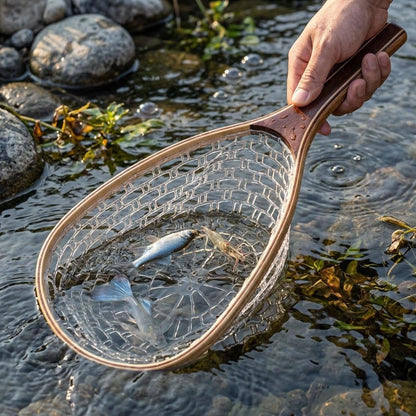 Soft Rubber Coated Mesh Landing Net for Fly Fishing