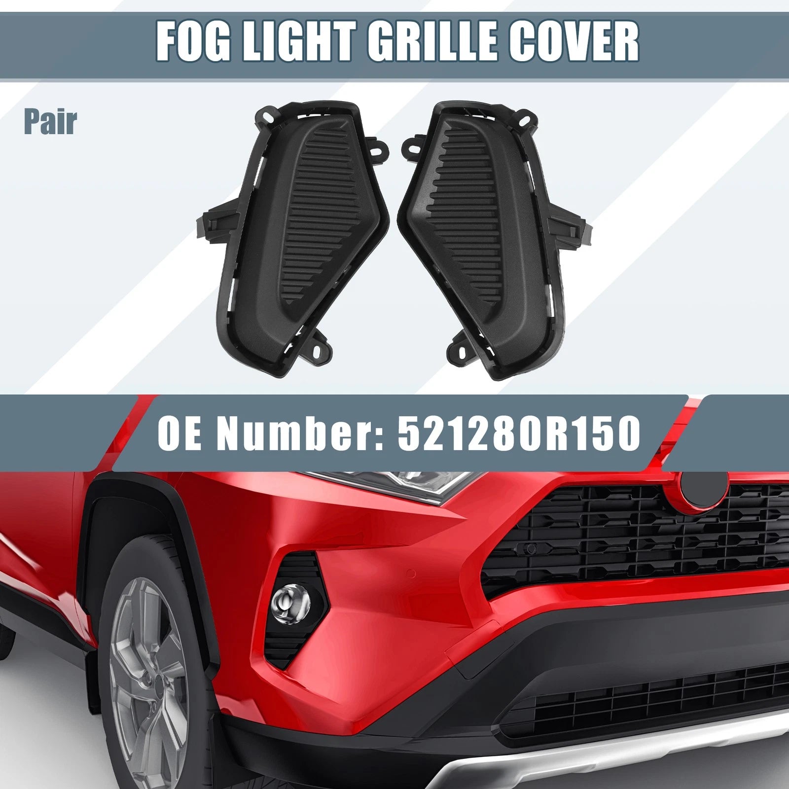Fog Light Grille Cover Pair Left Right Replacement for Toyota RAV4 (2013–2018)