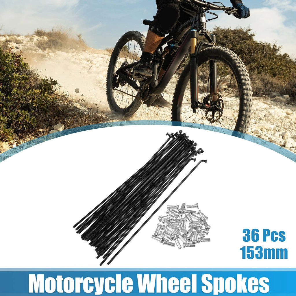 Bicycle Spokes Kit J Bend 14G 153mm with Nipples for 26 Inch Wheel (—)