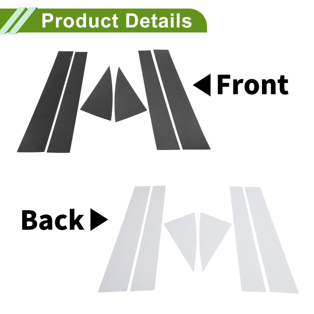 Pillar Window Trim 6 Piece for Chevy Equinox (2005–2009) Carbon Fiber Pattern Black