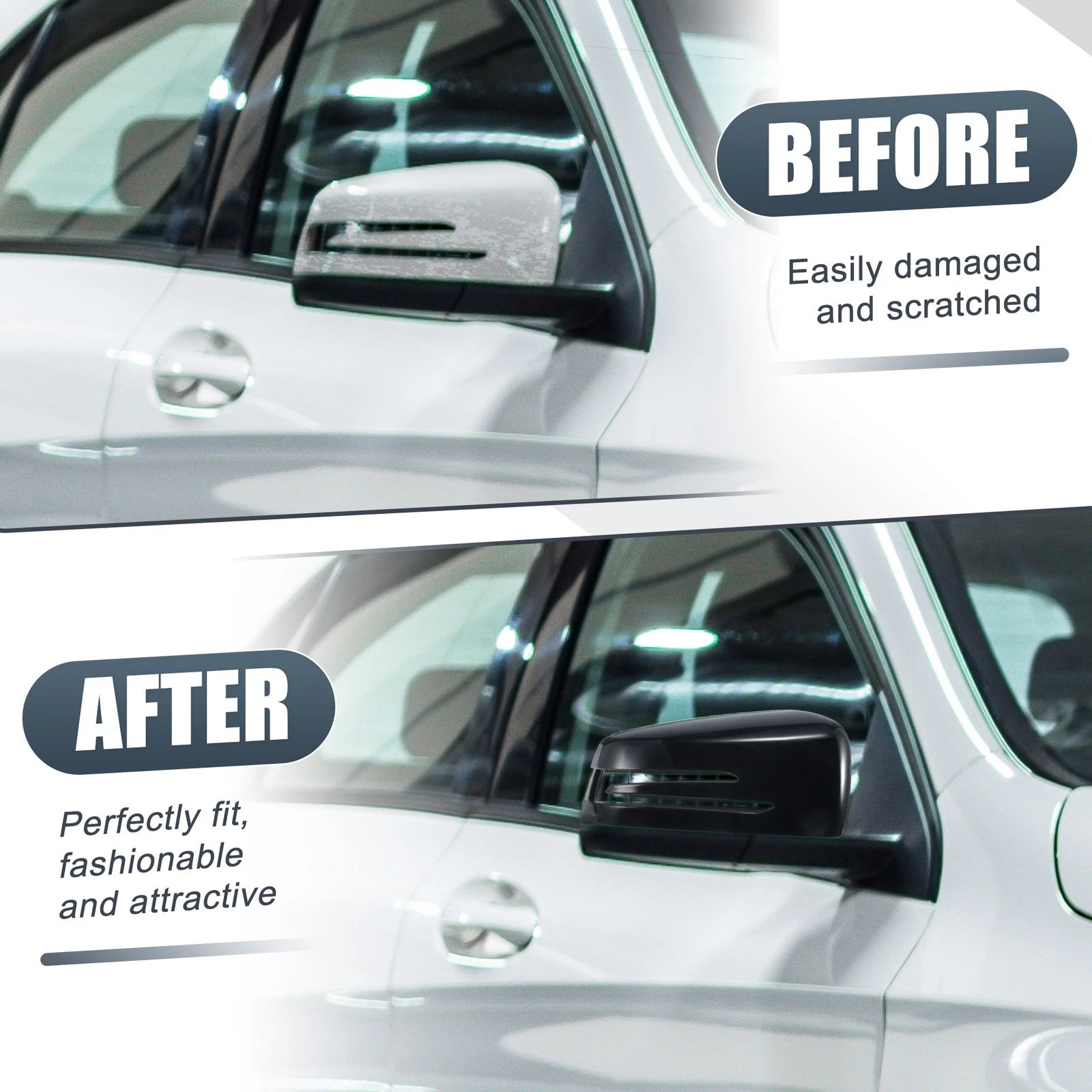 Right Mirror Cover Cap Gloss Black for Mercedes Benz A Class B Class C Class (2000–2015)