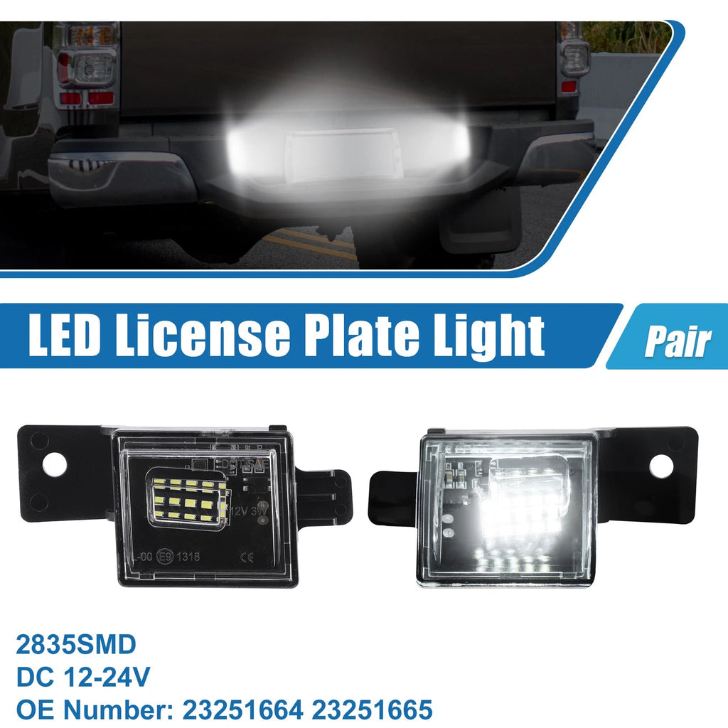 White LED License Plate Light Pair for Chevrolet (2015–2020)