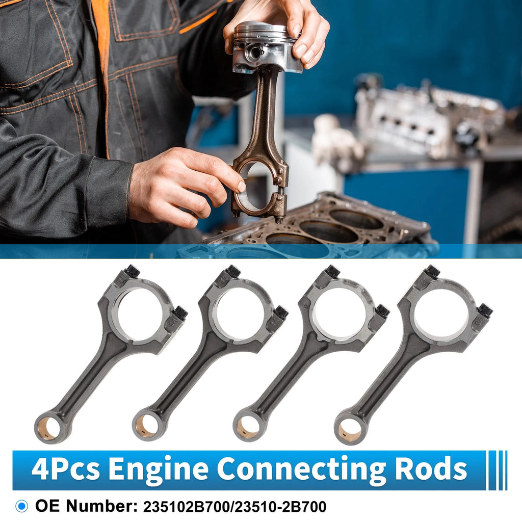 Engine Connecting Rod Set of 4 Replacement for Hyundai Veloster (2013–2021)