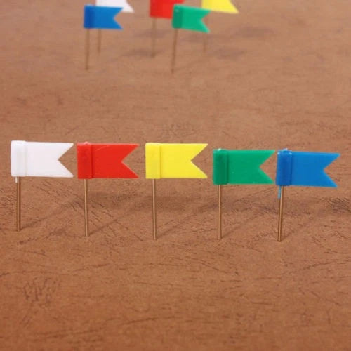 100PCS Flag Marker Shape Map Pins for Office & Home