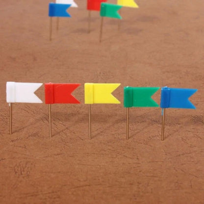100PCS Flag Marker Shape Map Pins for Office & Home