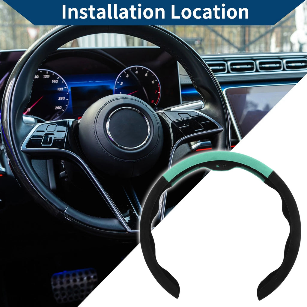 Steering Wheel Cover for Universal Fit (14.96", Black/Celeste Blue)