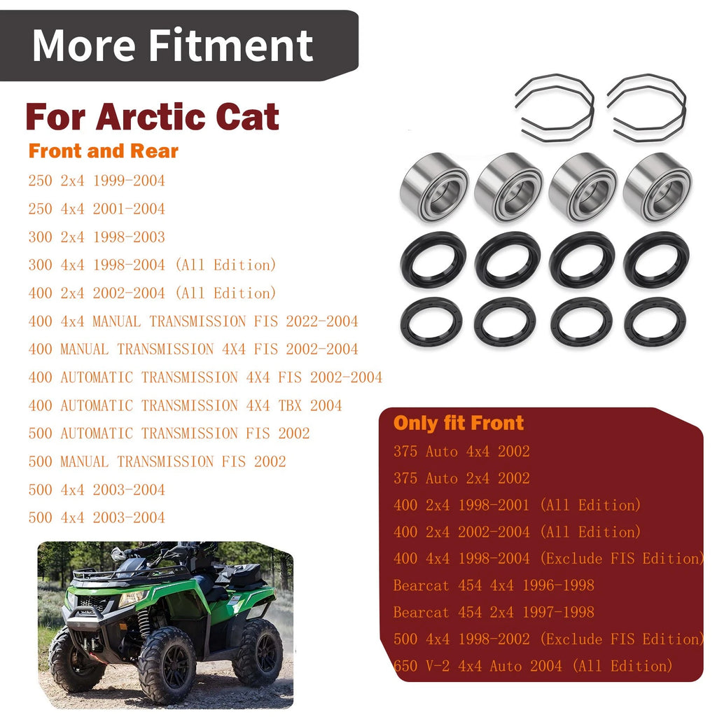 Front Wheel Bearing w/ Seals for Arctic Cat 375 400 500 650 Bearcat (2000–2009) 0402-275