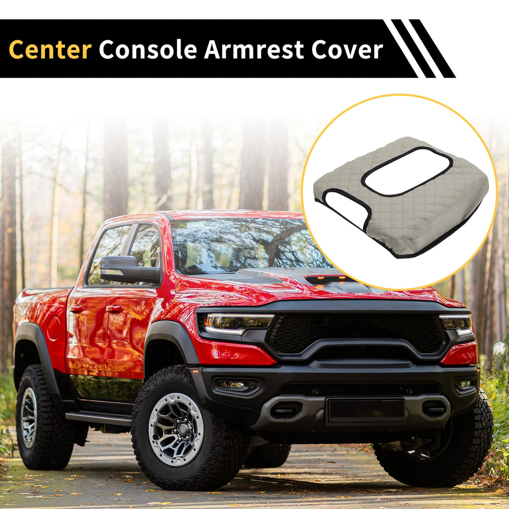 Arm Rest Cover for GMC (Microfiber Leather, Diamond Grid Pattern, Grey)