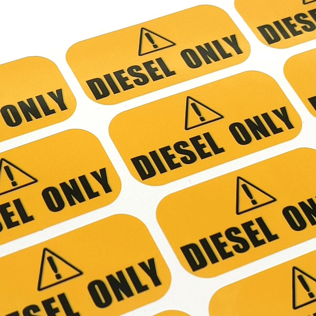 Diesel Only Sticker for Weather Proof Use (Yellow)