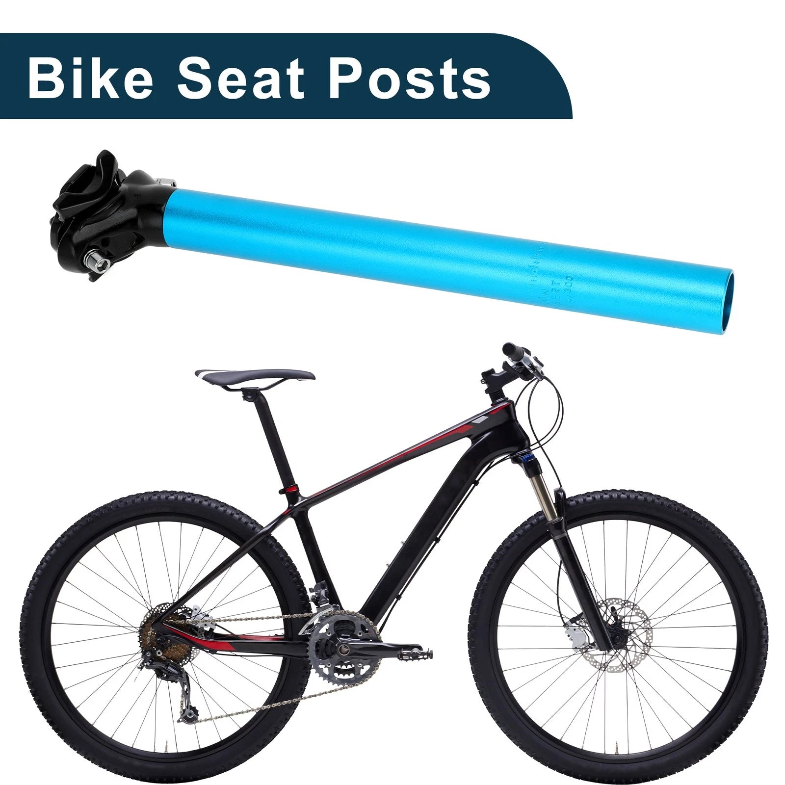 Seat Post 28.6x300mm Adjustable Angle for Blue Aluminum Bike (2000–2000)
