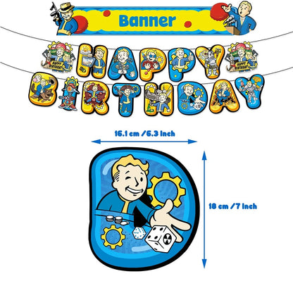 30pcs Fallout Birthday Party Supplies Include a Banner, Balloons, Cake Toppers