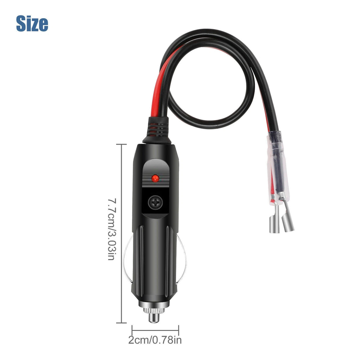 2 Pack 12V LED Light Cigarette Lighter Male Plug Replacement with Leads