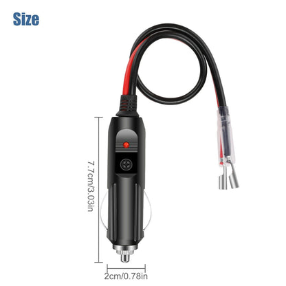 2 Pack 12V LED Light Cigarette Lighter Male Plug Replacement with Leads