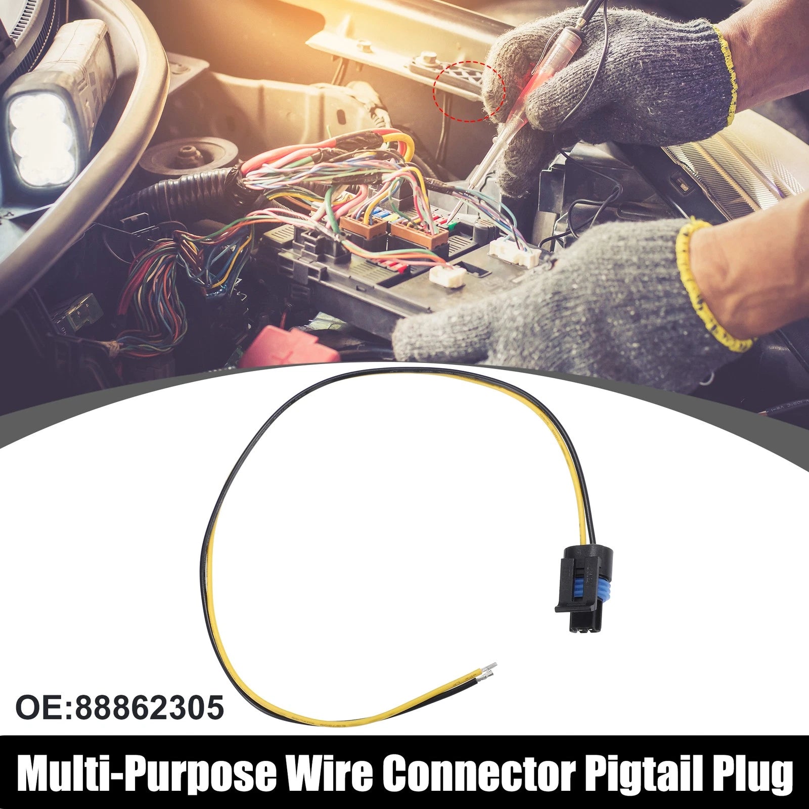 Multi Purpose Wire Connector Pigtail Plug for Chevy Plastic Black Yellow (Fits)