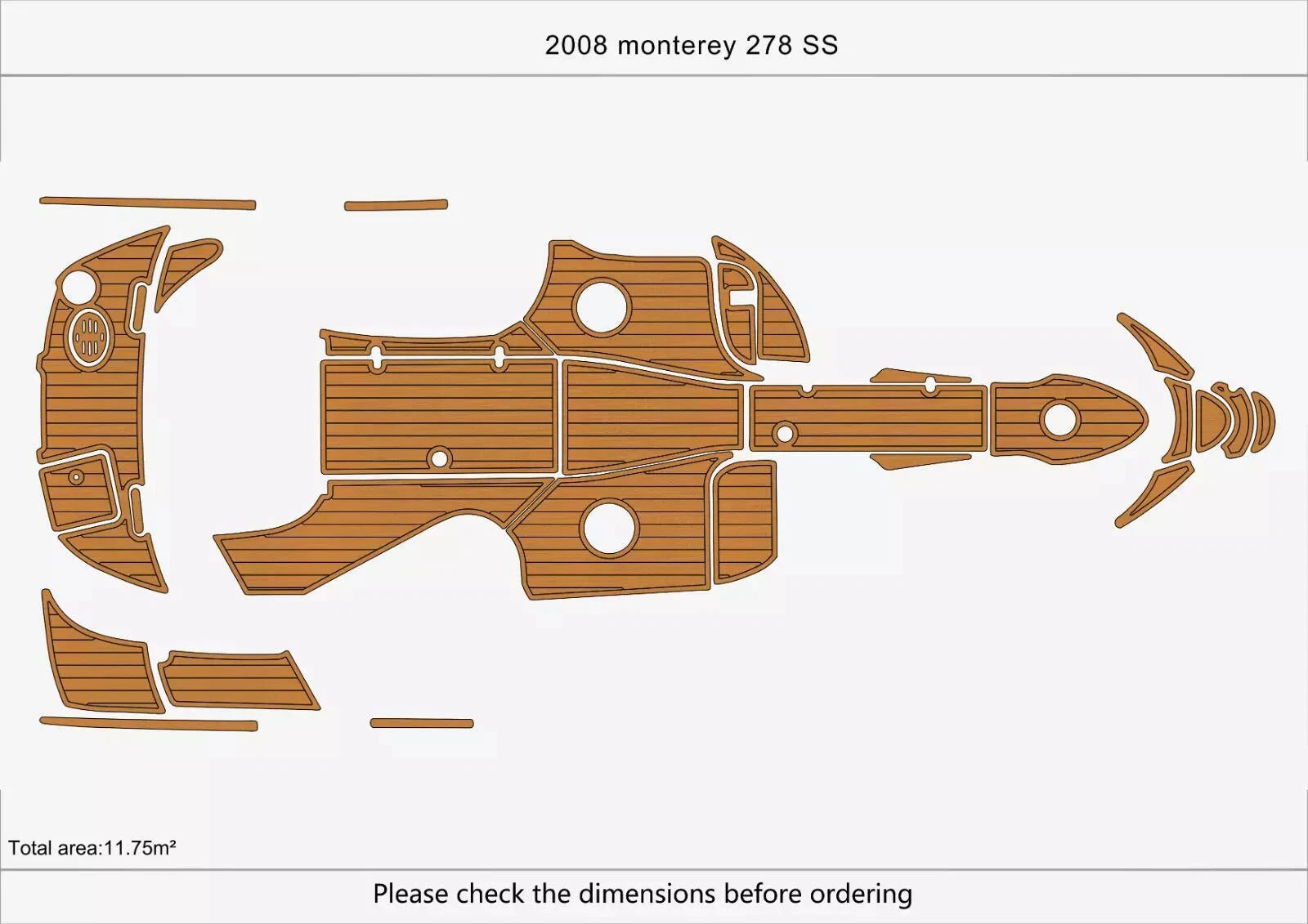 EVA Pads for Monterey 278 SS (2008) - Foam Teak Deck Flooring Mat
