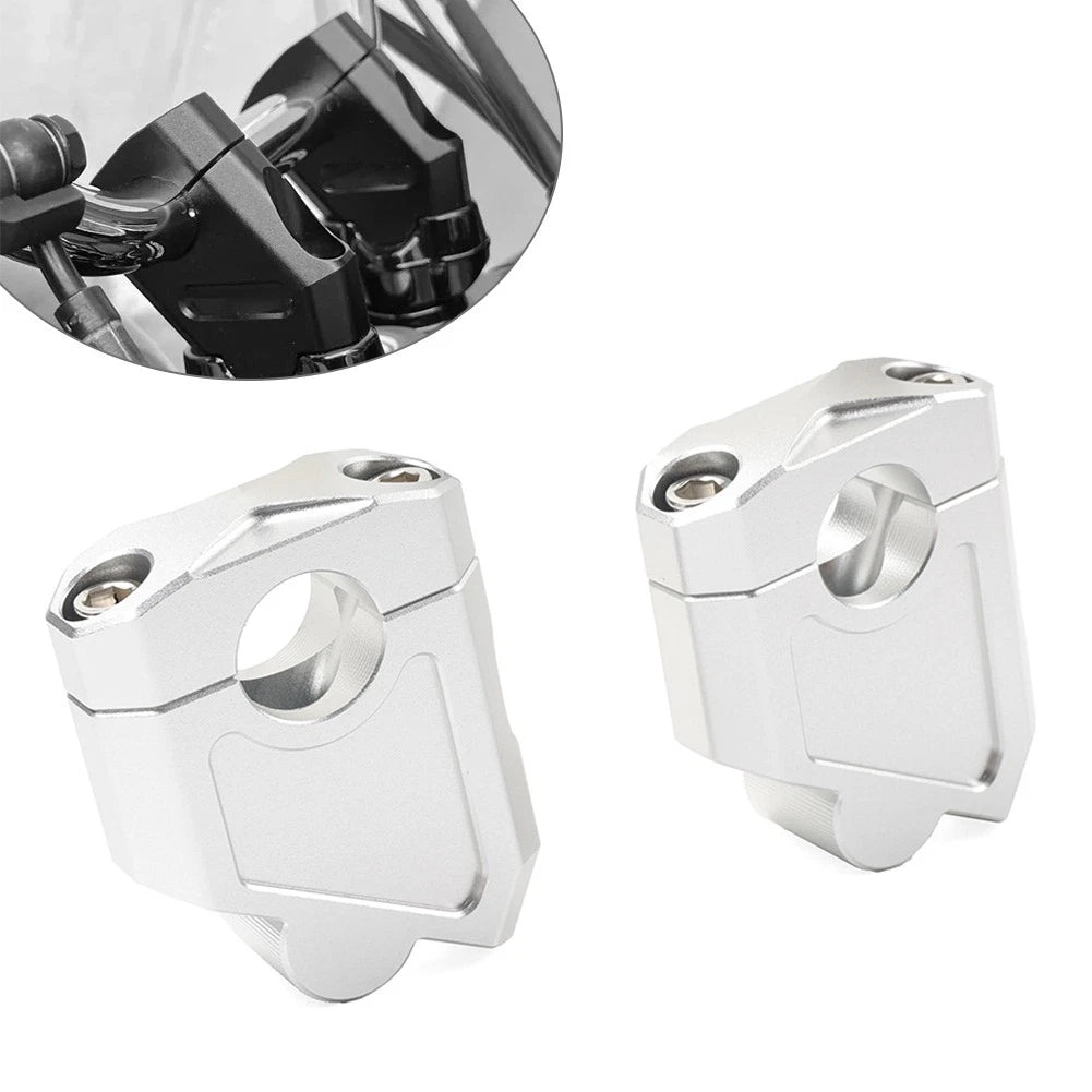 Handlebar Bar Mount Clamp Riser for Honda Suzuki Kawasaki (22mm, Silver)