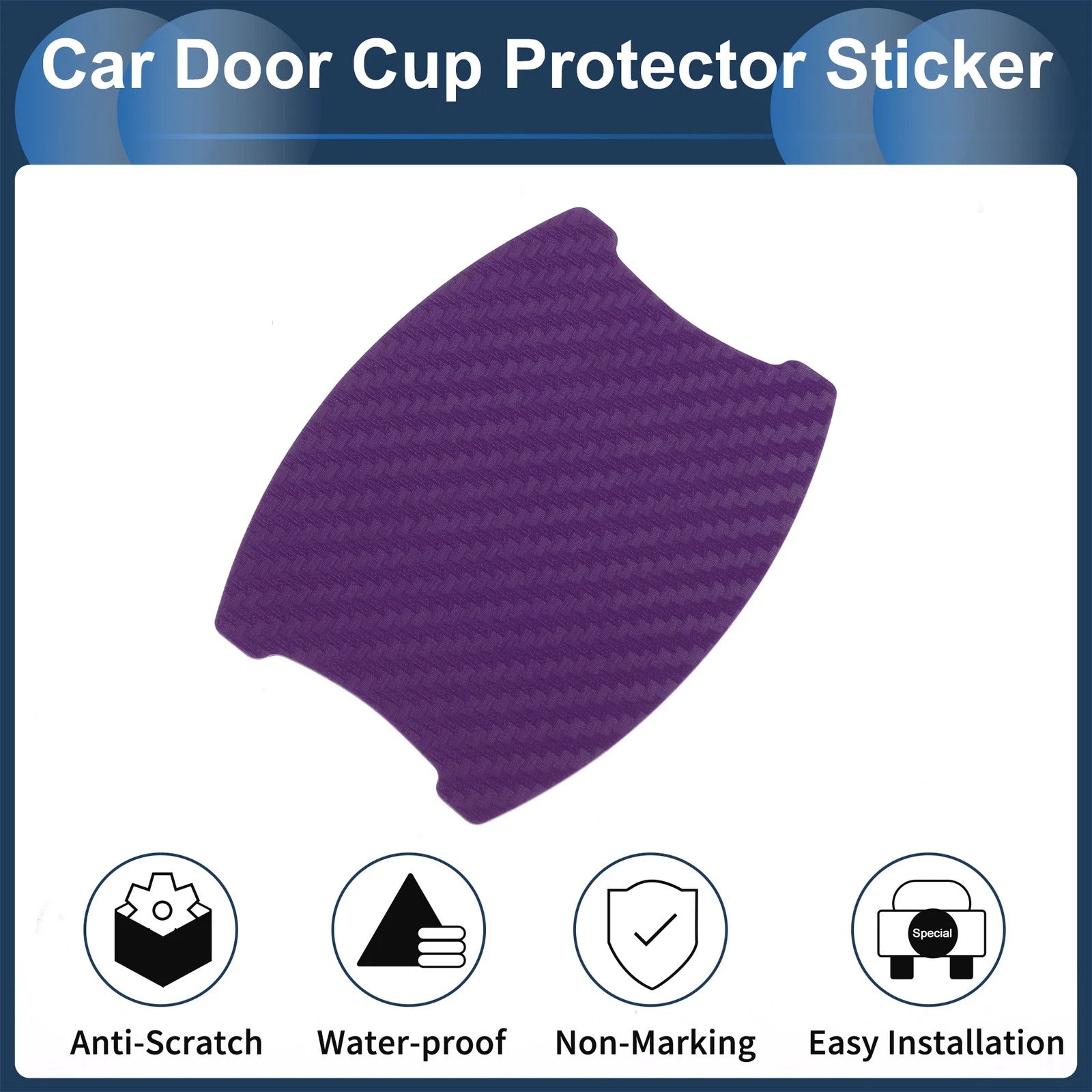 3D Car Door Handle Scratch Protector for Universal Vehicles (68x85mm)