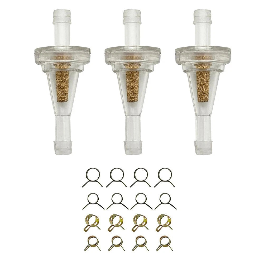 3pcs 6mm Inline Copper Fuel Filter with Clamps for Motorcycle