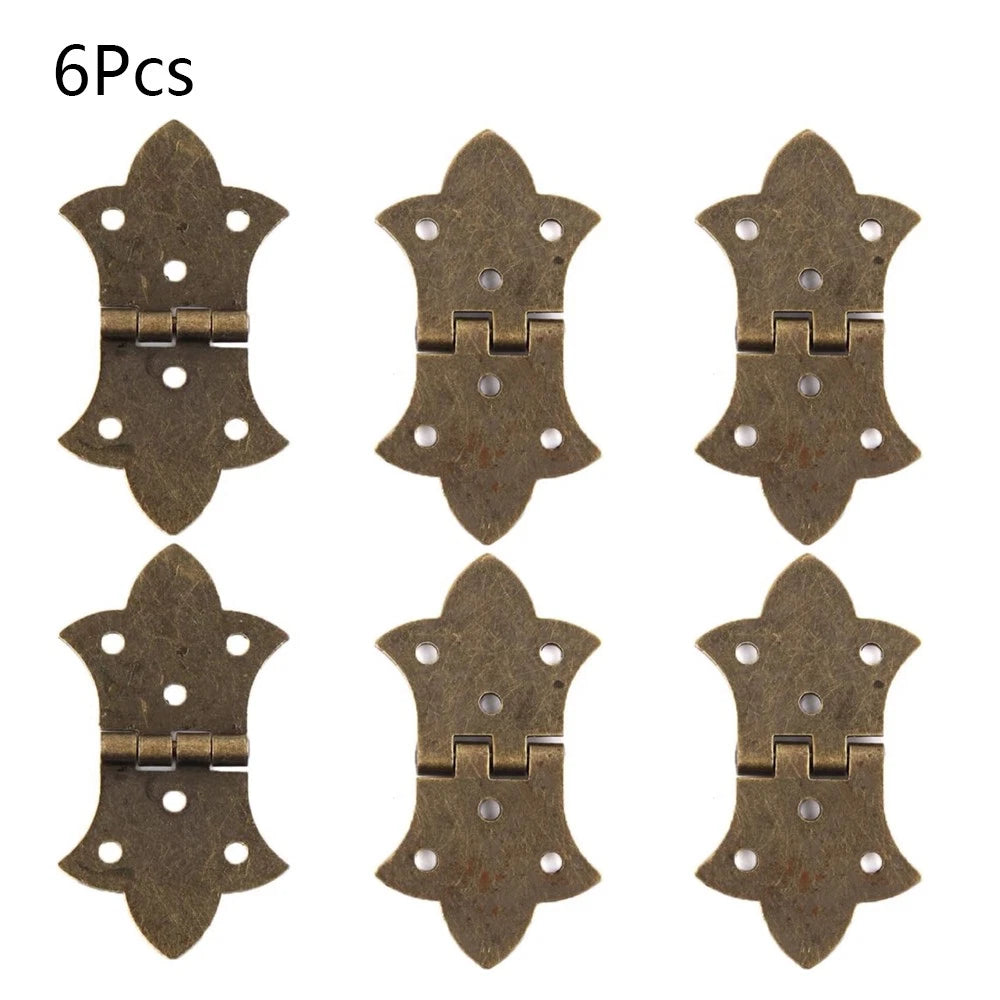 6x Antique Bronze Cabinet Hinge for Wooden Box Wardrobe Door (57mm x 31mm)