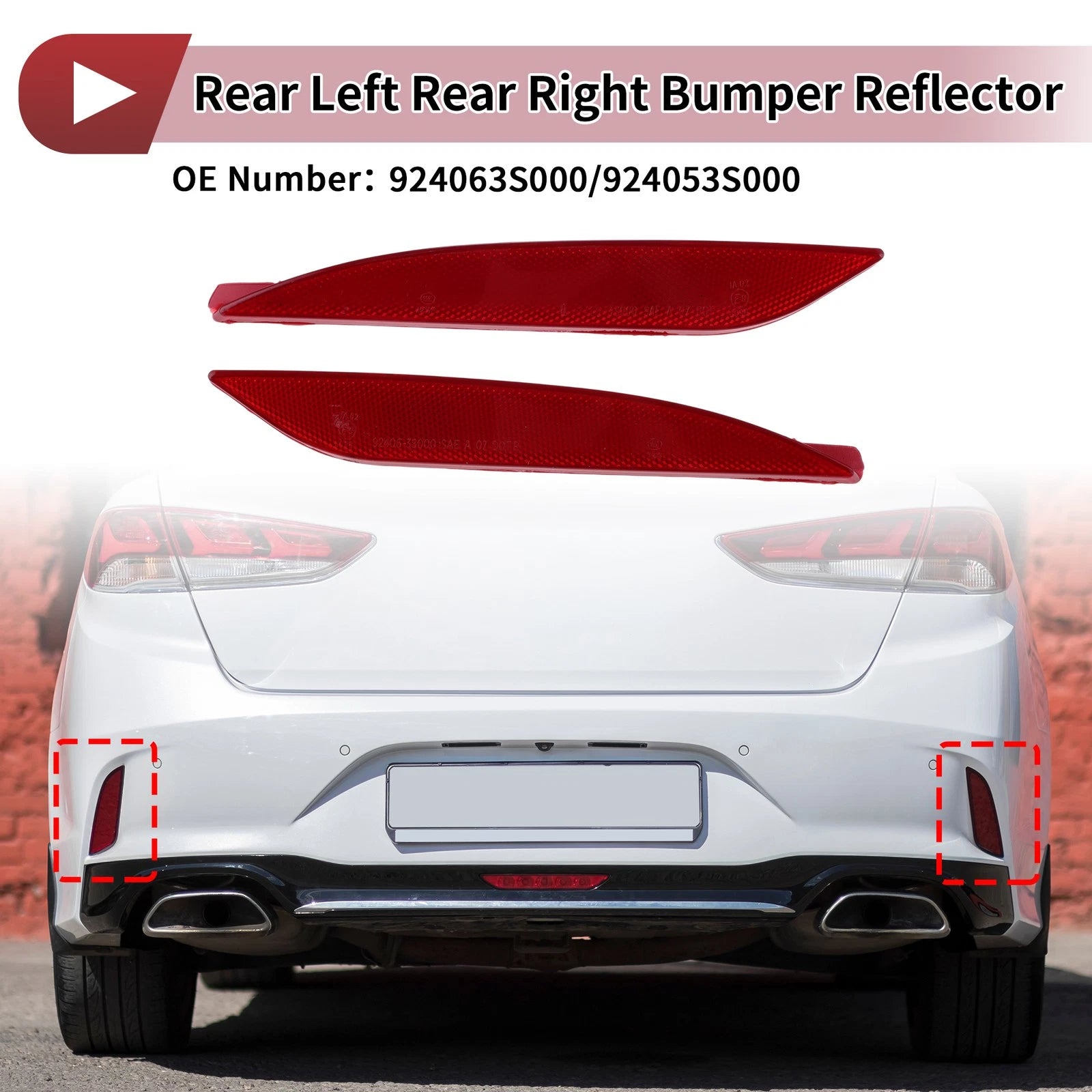 Rear Bumper Reflectors Left Right Pair for Hyundai Sonata (2015–2019)