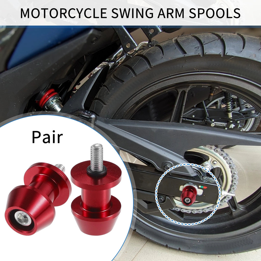 Motorbike Swingarm Spools 6mm CNC Replacement for Red for Universal (Any Year)