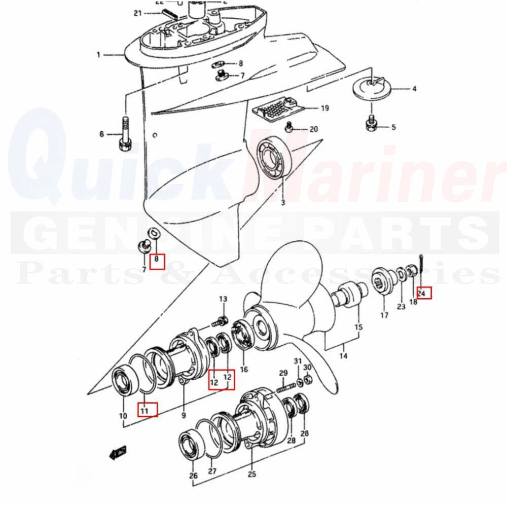 Lower Gearcase Seal with O-ring for Suzuki DT8 DT9.9