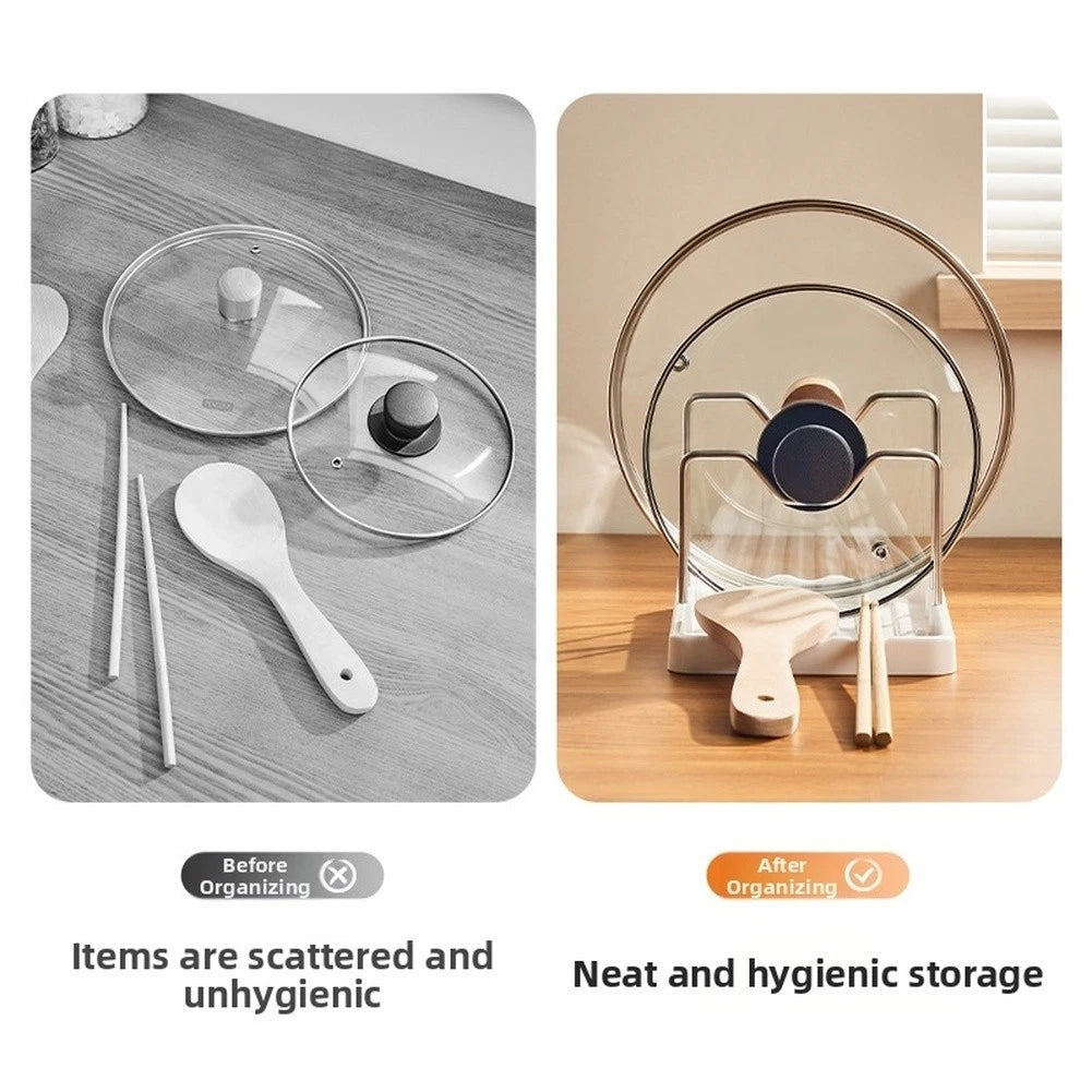 Pot Lid Rack Organizer for Kitchen Countertop - U-Shaped Slots