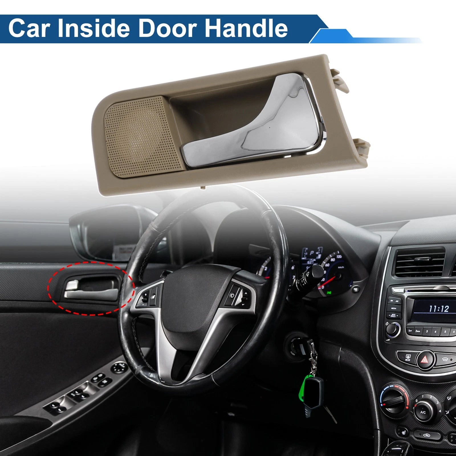 Front Driver Side Interior Door Handle for Buick Excelle (2003–2008) Beige Chrome